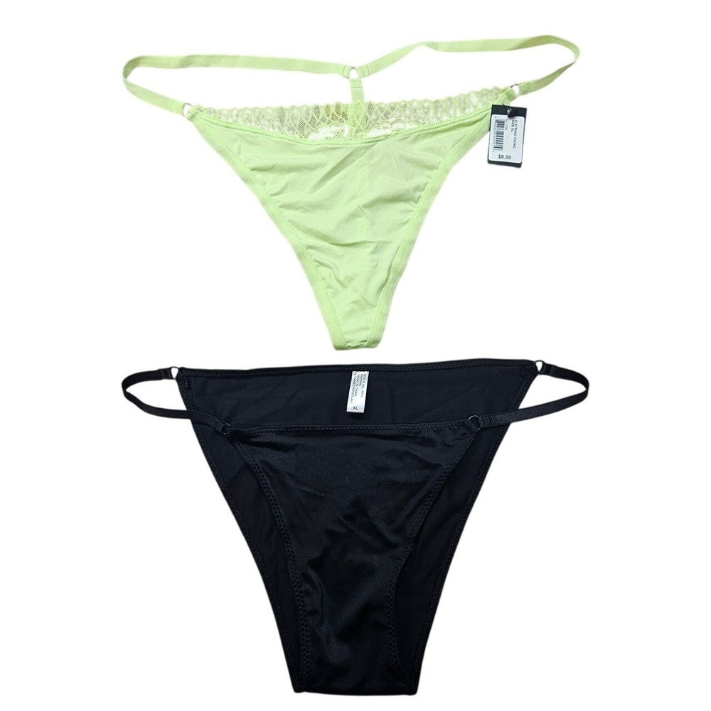Rachel Rachel Roy Love Libby Lingerie Black / Lime Green Lace Trim Size XL Set